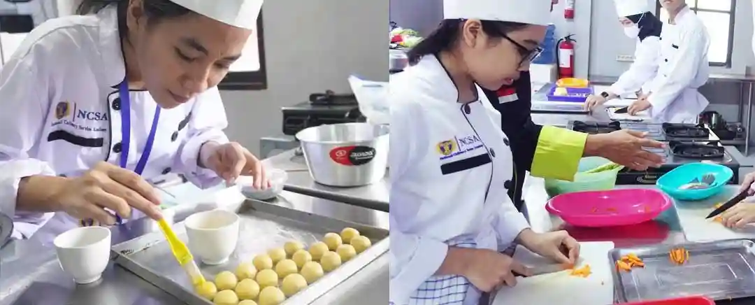 siswa membuat pastry dan basic cutting