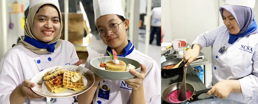 Pâtissier membuat waffle