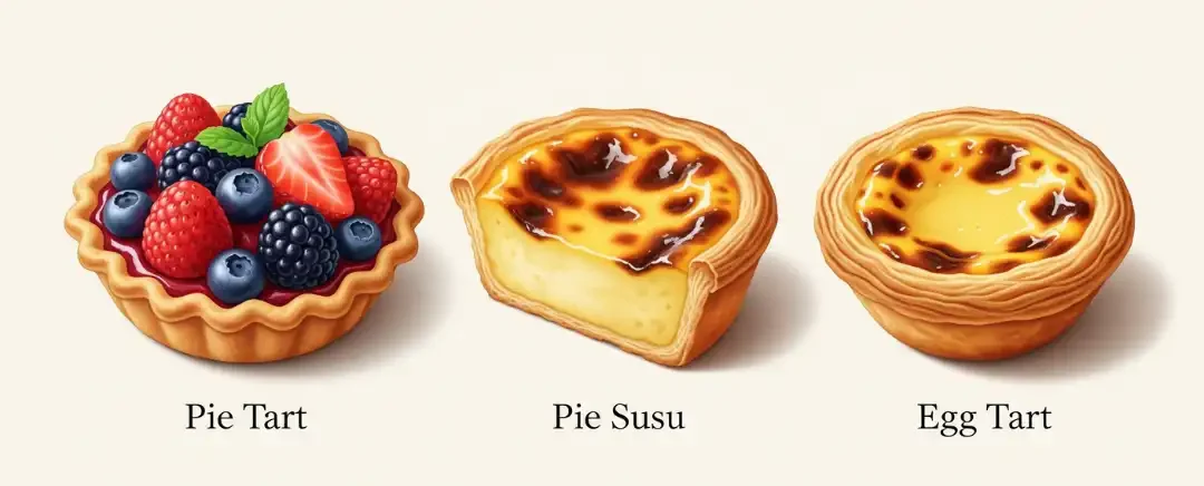 (Ilustrasi Pie Tart, Pie Susu, Egg Tart, Sumber: Geminipro/google)