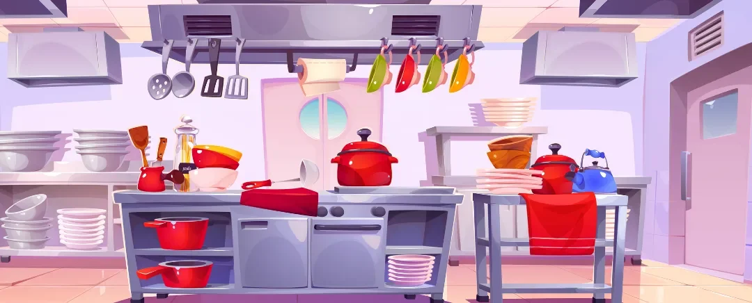 (Ilustrasi Peralatan Masak di Dapur Industri, Sumber: freepik.com/upklyak)