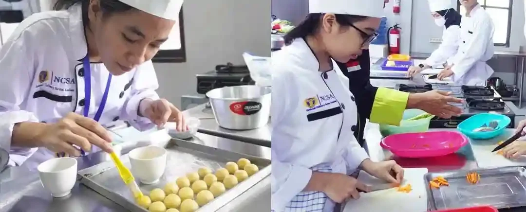 siswa membuat pastry dan basic cutting